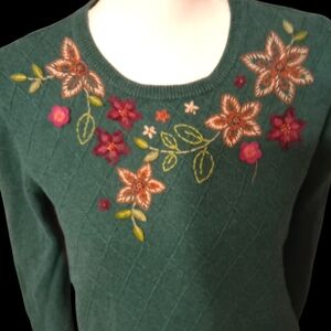 Floral Embroidered Teal Sweater (SP)